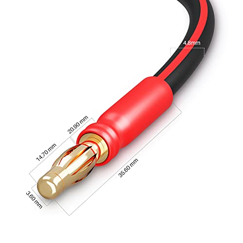 Gearit 14 Awg Speaker Cable Wire With Banana Plugs (2 Pack, 6.6 Feet - 2 Meter) 14Ga Gauge Banana Wire For Bi-Wire Bi-Amp Hifi Surround Sound - 99.9% Ofc Copper, Gold Plated Tips - Black, 6 Ft #TOP3