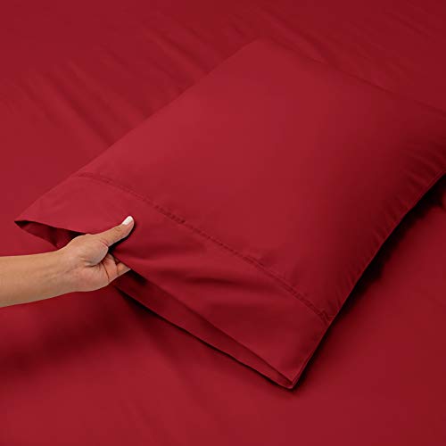Image of Hearth & Harbor Extra Deep Pocket Twin XL Sheets - 3 Piece Hotel Luxury Twin XL Sheet Set Fits Up to 24 inch Mattress - Soft Luxury Twin XL Bed Sheet Set - Soft & Breathable, Twin XL, Burgundy Red