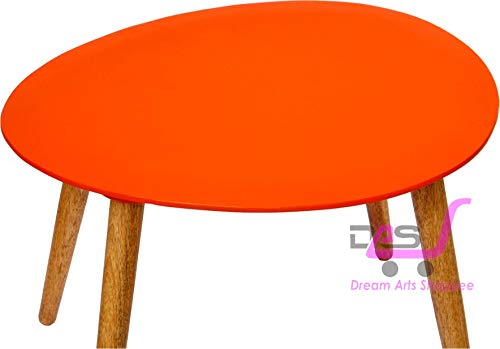Image of Shoppee Foldable Oval Shaped Bed Side Table for Coffee Tea & Living Room Beauty Full Table (Medium, Orange)