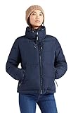 khujo Tuba - Chaqueta corta acolchada para mujer, cuello alto, chaqueta de invierno, color liso azul oscuro XXL