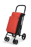 Carlett - Carro de la Compra, Carrito Plegable para Supermercado, con 4 Ruedas Resistentes a la Lluvia y una Gran Capacidad 25kg, Bolsa Principal 50L, Térmica 10L y Bolsillo Posterior – Color Naranja