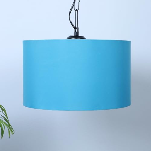 Image of tu casa Aqua Color Fabric Glow Pendent Light Hanging Lamp for Bedroom, Living Room, Lounge, Office, Gifting Area Without Bulb for Home Decoration (Height - 20 inch)