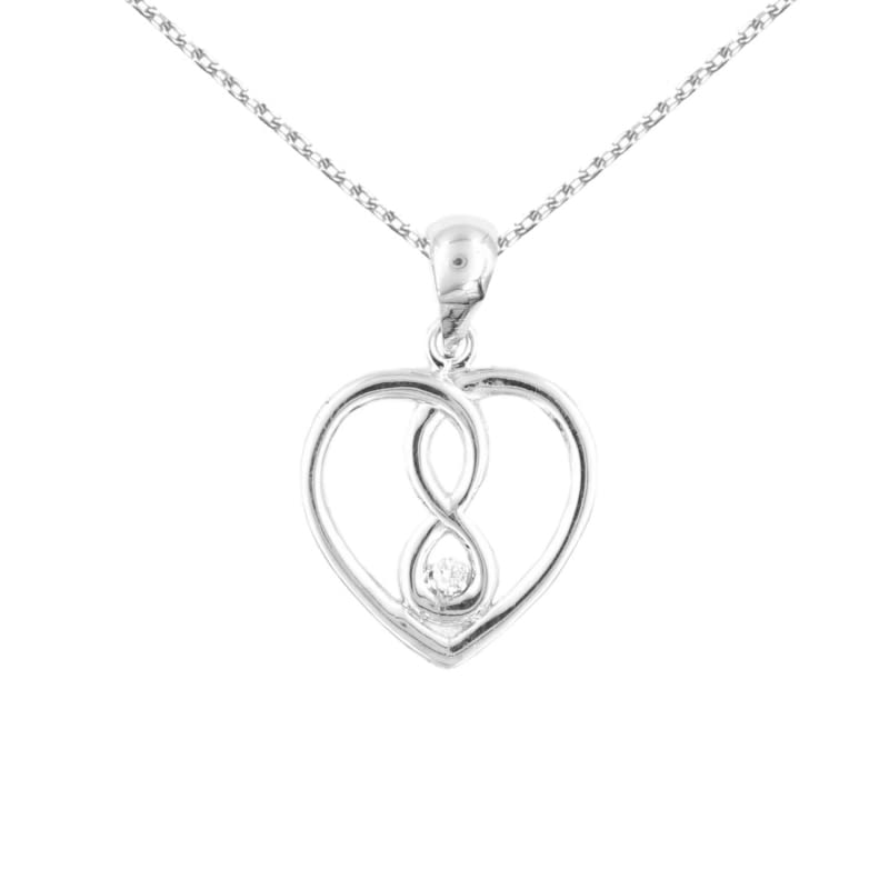 Collier Coeur Infini - Pendentif Or Blanc et Diamant - Femme