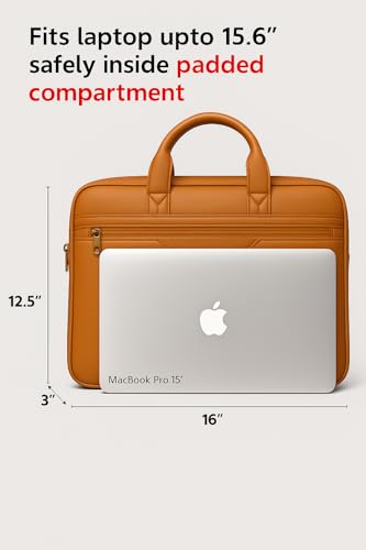 Image of Premium Laptop Shoulder Sling Bag, Executive Business Travel Messenger Bag for Men & Women, Luxury Protective Laptop Case Compatible with MacBook, HP, Dell, (15.6 Inches)