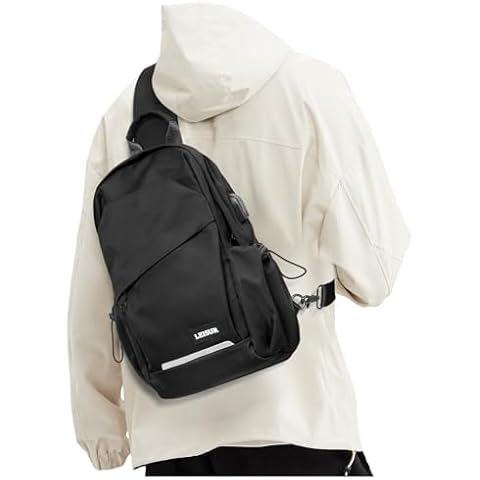 Black Crossbody Sling Backpacks Sling Bag for Men Women, Small Shoulder Backpack Motorcycle Chest Bags One Strap Backpack, Mini Chest Daypack for Casual Travel Hiking Gym Outdoor Sports Cover