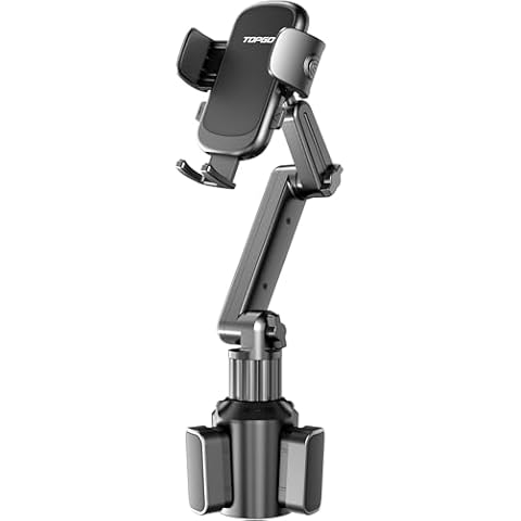 TOPGO Car Cup Holder Phone Mount Pro Ver. [Adjustable Height & No Shaking] Cup Holder Phone Holder for Car Compatible with iPhone 14 13 Samsung Galaxy S22 Ultra Note 21(Black) Cover