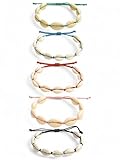 5Pcs Boho Cowrie Natural Shell Bracelets for Women – Adjustable Handmade Beach Anklet Set – Natural Ankle Shell Summer Jewelry in 5 Vibrant Cord Colors
