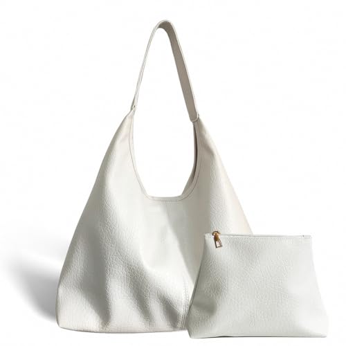 Image of Women's Tote Satchel Shoulder Top Handle Hobo Bag Set White