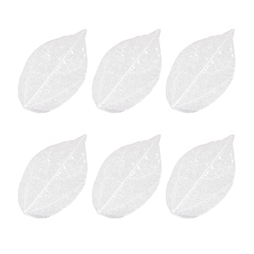 6 hojas naturales esqueletizadas blancas para manualidades miniatura 1