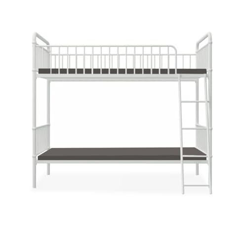 Image of APRODZ Marks Twin Bunk Bed (Foam Mattress-Metal - White Powder Coated)