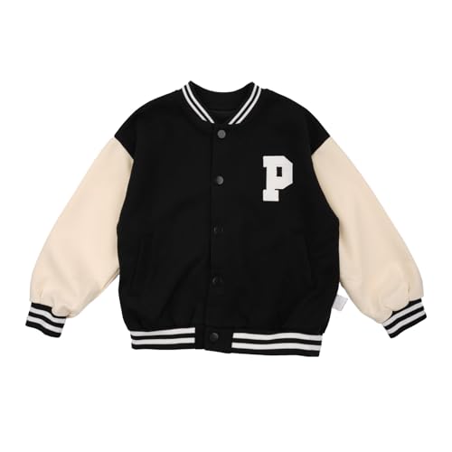 Kid Girls' Varsity School Baseball Outerwear Jacket, Girls Bomber Jacket Casual Coat with Pockets2