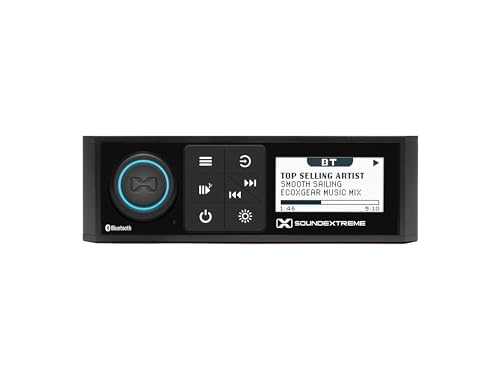 SoundExtreme by ECOXGEAR Marine AM/FM Stereo Receiver 200-Watt Waterproof Bluetooth Powersports with Built-in 4 Zone LED Controller (Single DIN Style)