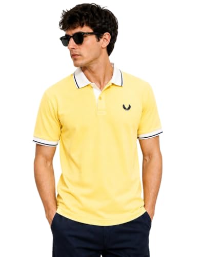 Image of Mens Pique Polo T-Shirt | Cotton Rich, Smart Fit Polo with Embroidered Logo | Casual & Sports Wear | Polo T-Shirt for Men