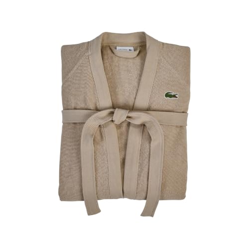 Image of Lacoste Classic Pique Cotton Terry Bath Robe, Unisex, One Size,