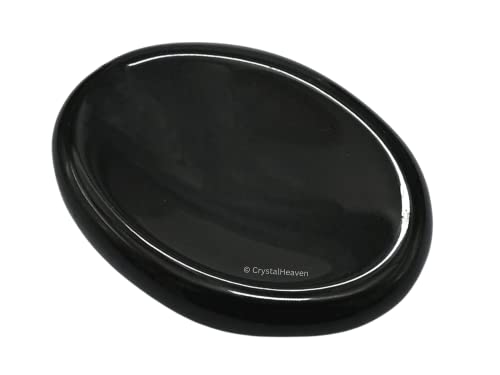 Image of Certified Black obsidian Crystal Thumb Worry Pebbles Stones for Anxiety