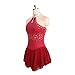 Kmeruoys Figure Skating Dress Girls Sleeveless Performance Competition Costume Tutu Dance Dress (Color : Red, Size : XL)