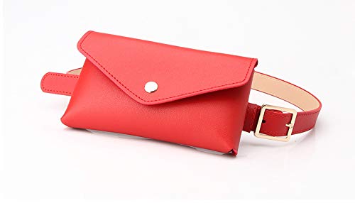 Lorigun Riñonera Mujer Cinturón Riñonera Moda Riñonera Riñonera Bolsa para Viajes Bolsillo para Celular con cinturón de Cuero extraíble (Rojo)