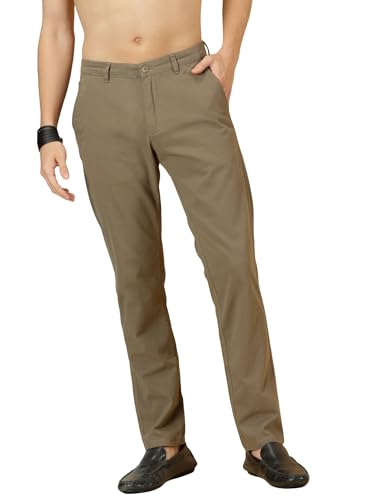 Image of Thomas Scott Men's | Solid | Light Weight | Breathable Fabric | 4 Pockets | Mid Rise | Slim Fit | 100% Cotton | Button Waist | Chino Trouser | Pants