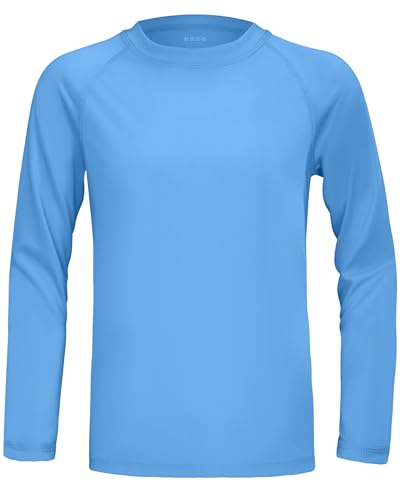Image of Boys UPF 50+ Rash Guard Swim Shirt, Kids Youth Long Sleeve Sun Protection UV Rashguard Shirts for Water Surfing Beach