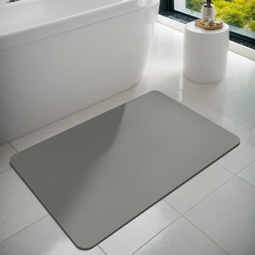Dolic Bath Mat Bathroom Rugs Rubber Non-Slip Thin Bathroom Mat Absorbent Quick Dry Bath Rug for Floor Bathmat Shower Rug for Outside Bathtub Shower Room(Light Grey 40 x 60 cm)