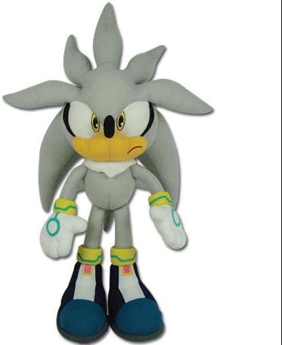 Plush Silver The Hedgehog Toy, Classic Hedgehog Plush Doll,Soft Stuffed Plush Pillow Toy, Cool Anime Characters Plush Stuffed Doll Toys for Fans (Silver The Hedgehog)-MJ