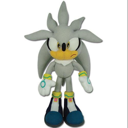 Plush Silver The Hedgehog Toy, Classic Hedgehog Plush Doll,Soft Stuffed Plush Pillow Toy, Cool Anime Characters Plush Stuffed Doll Toys for Fans (Silver The Hedgehog)-MJ