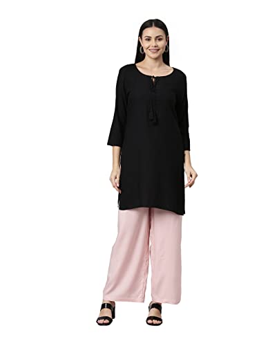 Image of GO COLORS Soft Viscose Basic Palazzo Full Length for Women| Breathable, Mid Rise, Relaxed Fit