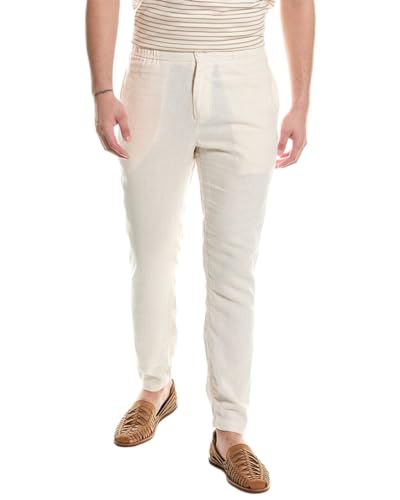 mens Button Front Elastic Linen Pant