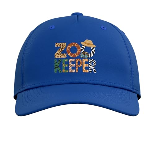 Zookeeper Costume Art Animals Safari Savanna Zoo Keeper Adjustable Printed Baseball Hat, Royal Blue