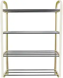 Sapateira Plástico com Metal 4 Divisórias Desmontável (Branco)