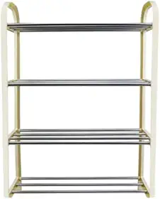 Sapateira Plástico com Metal 4 Divisórias Desmontável (Branco)