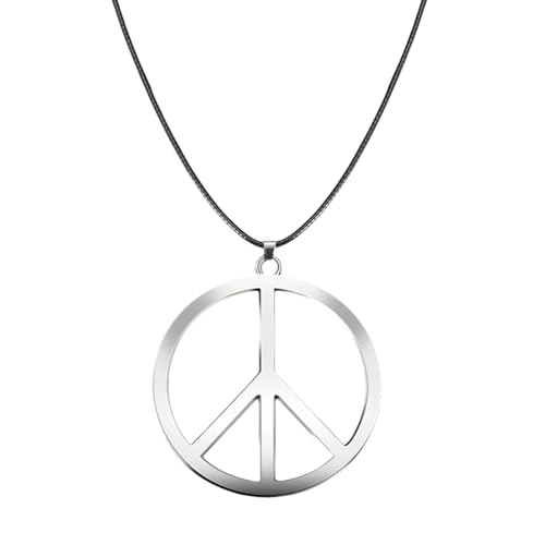Collier Hippie Arc-en-Ciel Pendentif Peace and Love Bijoux Métal Femme Homme Accessoires Carnaval