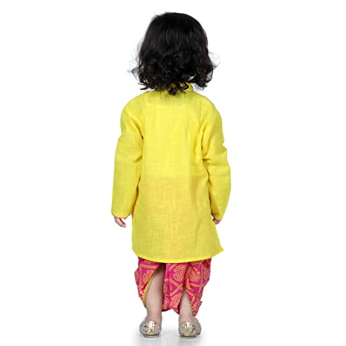 Image of BownBee Ethnic Wear Cotton Kurta Dhoti Traditional Dress Set for Baby Boys, Front Open with Dori Pattern, Full Sleeves, and Round neck, Ideal for All Festivals