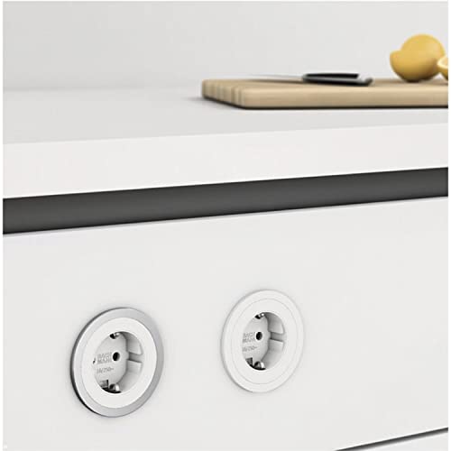 Socket PIX 1 x Schuko white + decorative ring stainless steel effect and white - Image 2
