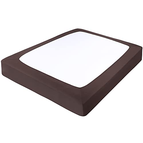 PiccoCasa Box Spring Cover Stretchy Fabric Wrap Around 4 Sides Bed Skirt Wrinkle Free for Home, Elastic Mattress Cover Fits Mattress Up to 14" Brown King by PiccoCasa - Image 9