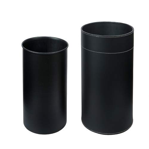 Nora Genuine Leather Waste Paper Basket,With Metal Inner Dustbin (Black)-image-17
