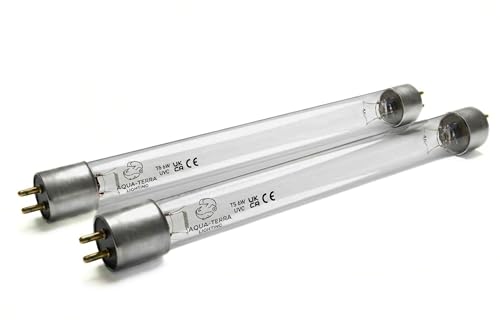 Aqua-Terra Lighting Lot de 2 tubes de rechange 6 W T5 UVC - 225 mm - Lampe germicide à double extrémité pour filtres de bassin et clarificateurs UV - Élimine les algues d'eau verte