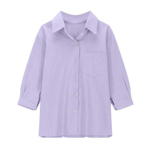 Linen Shirts for Teens Girls Long Sleeve Button Down Collared Dress Shirt Cotton Blouses Girls Tunic Tops Summer Clothes2