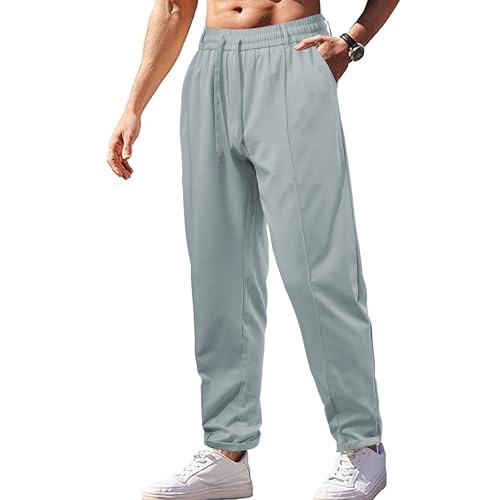 Men's Loose Breathable Casual Pant High Waist Fashion Drawstring Trousers Fall Trendy Outdoor Elastic Waist Pants