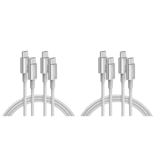 Anker USB C to USB C Cable, 4-Pack 6 FT (1.8 m) Type C 100W Charger Cord, Fast Charging for iPhone 17 Series, MacBook Pro 2020, Pixel, and More (Silver, Not for Video Output)