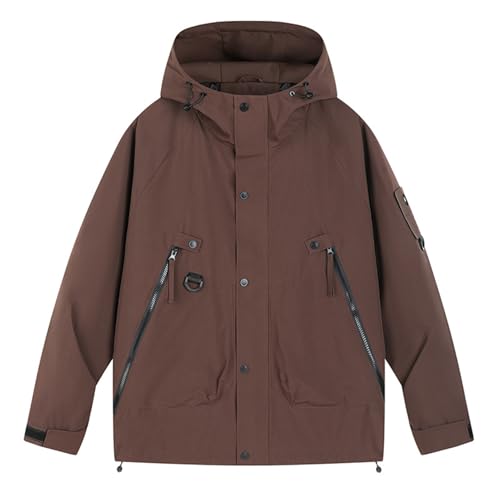 GIBZ Women's 3 in 1 Casual Softshell Jacket with Pockets Warm Fleece Hood Coat Solid Jackets for Outdoor, Coffee, 3XL