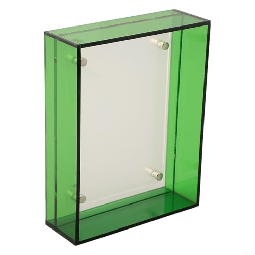 Marco de fotos acrílico transparente sin marco con separadores cromados para sala de estar, oficina y decoración del hogar, exhibición transparente para fotos, certificados, bocetos (verde)