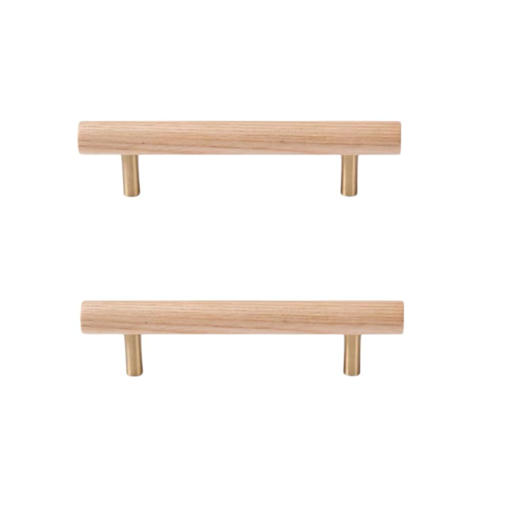 SANCHAKOU Kids Room Wooden Handles 2Pcs Beech Black Walnut Ash Wood Original Color Wardrobe Drawer Cabinet Wooden Extended Door Handle 96Mm Ash Wood