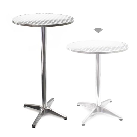 WilTec Table Haute de Bar sur Pied – 600 x 600 x 700 mm – Réglage en Hauteur 70/110 cm/Ø 60 cm/Tube Ø 63 mm – en Aluminium – Mange Debout – Meuble Terrasse Jardin Salon Cuisine Bistro Brasserie