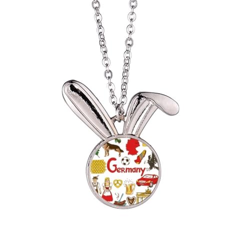 Collier drapeau Allemagne lapin pendentif anti-allergique sans nickel pour peau sensible