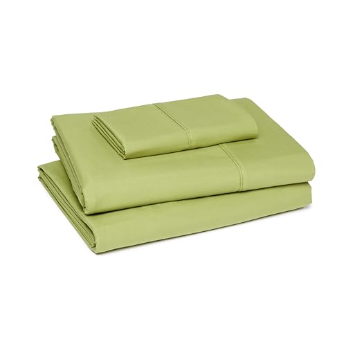 Image of Amazon Basics Lightweight Super Soft Easy Care Wrinkle Free Microfiber 3 Piece Bed Sheet Set with 14-Inch Deep Pockets, Twin, Oliver Light, Solid, Kids, Men & Women Bedding