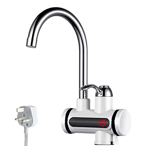 Instant Hot Water Tap, 220V 3sec Instant Tankless Electric Hot Water Faucet with LED Digital Display, Kitchen Fast Heating Tap Water Heater for Kitchen Bathroom