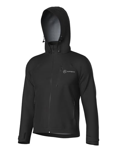 Men's Lightweight Softshell Jacket with Removable Hood, Breathable Water Resistant 5000 Fleece Lined Hiking Jackets