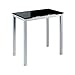 MOMMA HOME Mesa de Cocina Extensible - Modelo CALCUTA Alta - Color Negro/Plata - Material Cristal Templado/Metal - Medidas 140x60x95cm