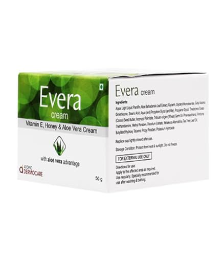 Image of Evera Cream with Vitamin E, Honey & Aloe Vera | Nourishing Moisturizing Face & Body Cream for Soft, Smooth & Hydrated Skin | Daily Use Hydration Cream - 50g